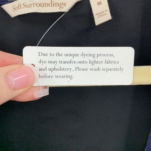 Soft Surroundings Blue & Bronze Floral Moleskin Open Front Jacket Topper Sz M - Picture 6 of 9